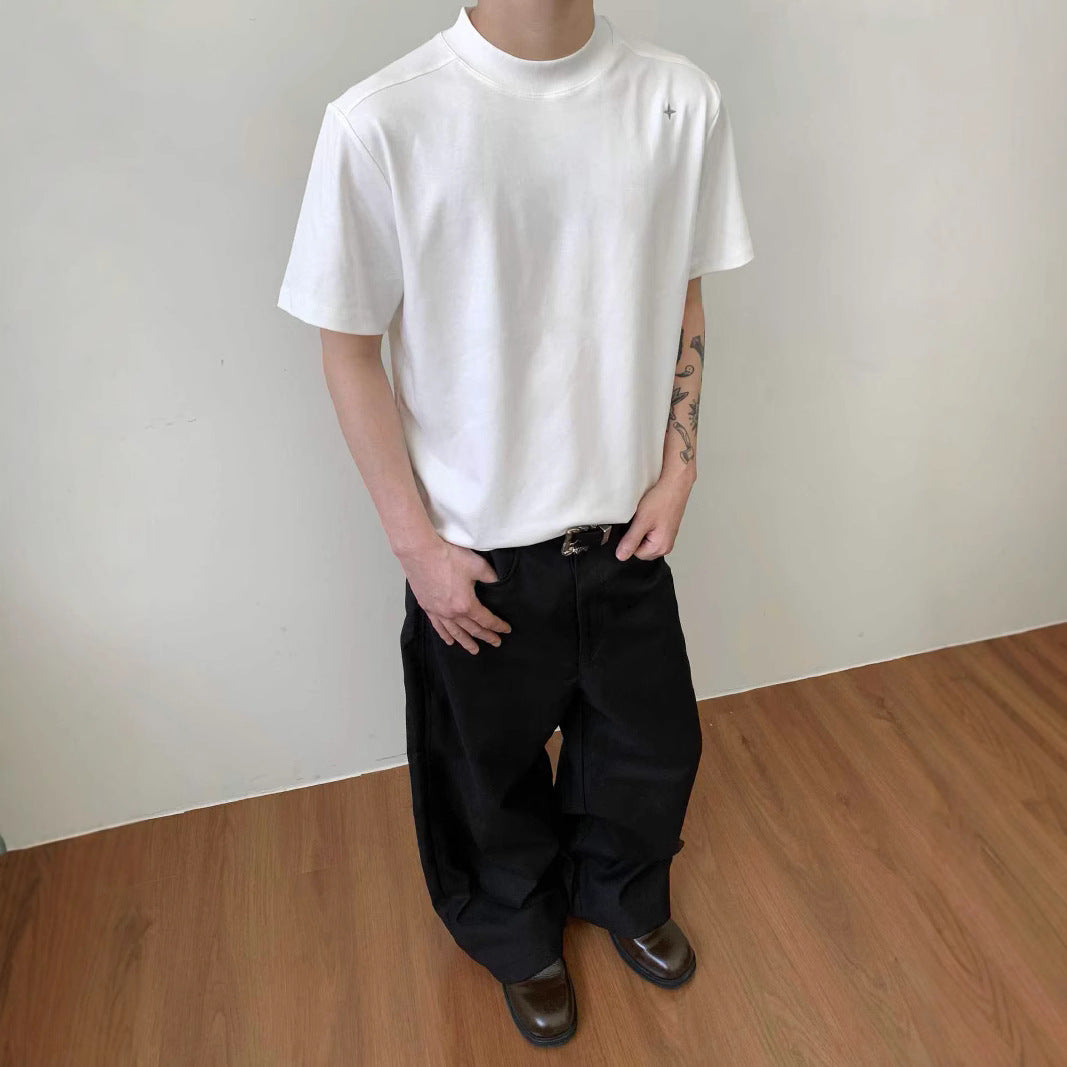 legoeducaEME男装【星标主线系列】极简星刺绣薄云感莱赛尔短袖基础休閒T恤