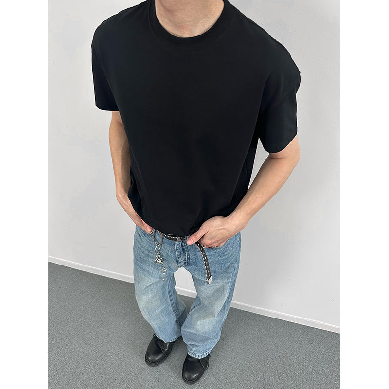 legoeducaEME男装 "索罗娜"云感水光面料夏季纯色抗皱立挺短宽版型正肩t恤