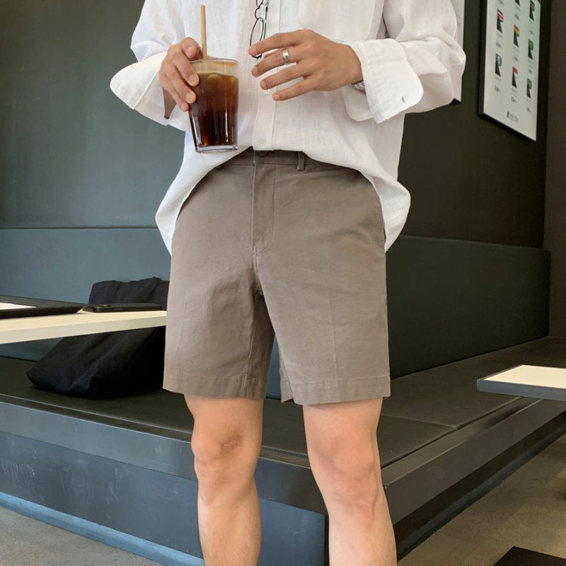 legoeduca轻熟风休閒短褲男士夏季寬鬆沙滩褲韓系簡約风直筒五分褲潮