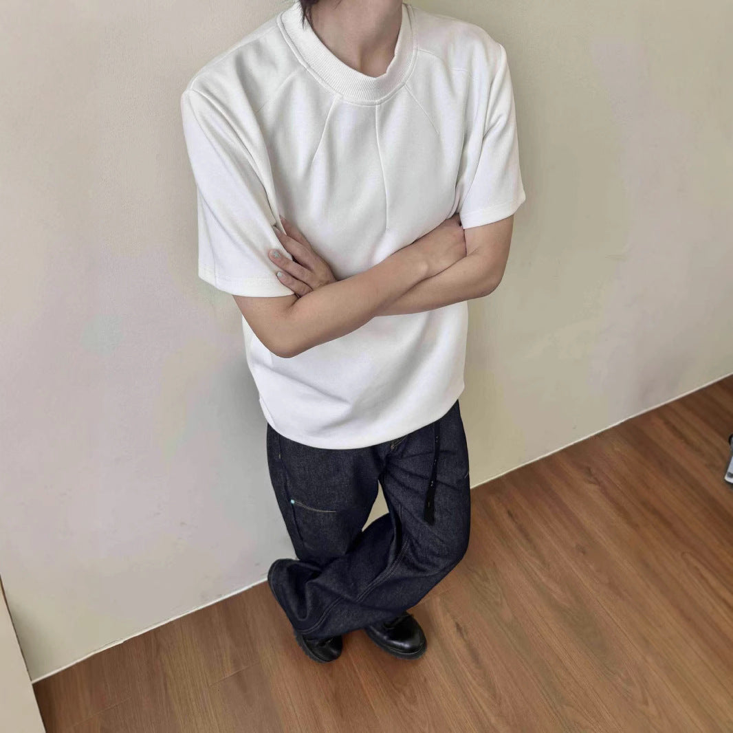 legoeducaEME男装 280g射线剪裁澳产氨纶太空棉空气层短袖T恤抗皱boxy上衣