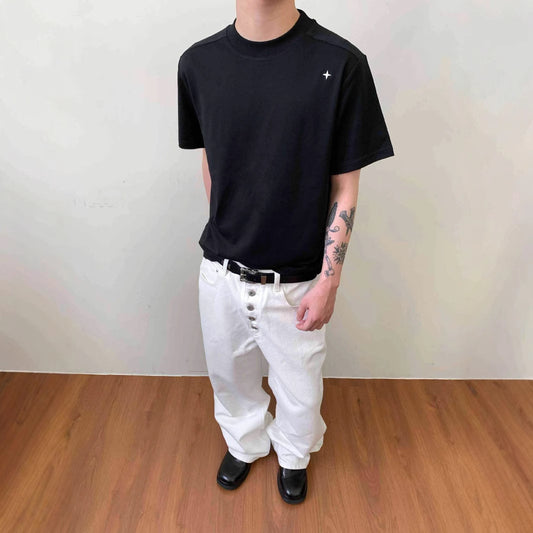 legoeducaEME男装【星标主线系列】极简星刺绣薄云感莱赛尔短袖基础休閒T恤