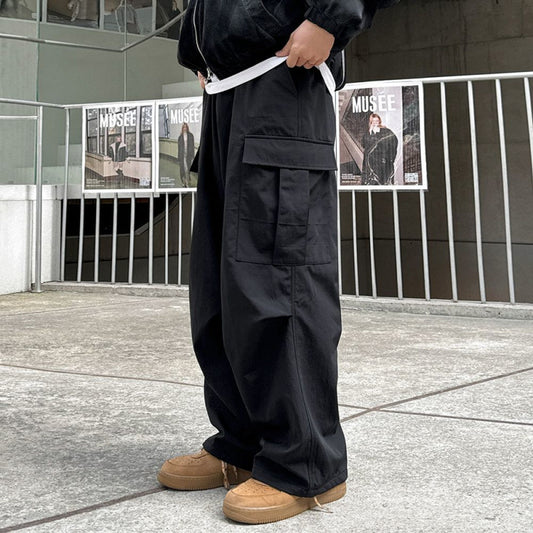 legoeduca机能风直筒工裝褲男春季寬鬆休閒長褲韓版潮流小眾冲锋褲子