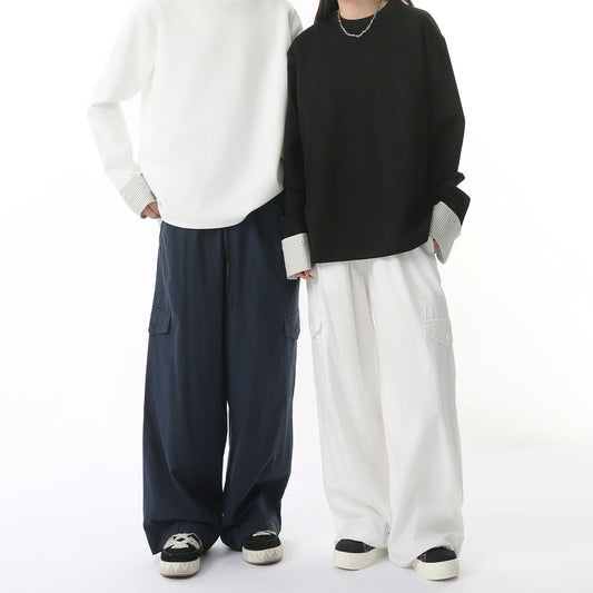 legoeduca男裝|美式垂感复古寬鬆阔腿多口袋工裝休閒長褲男女潮