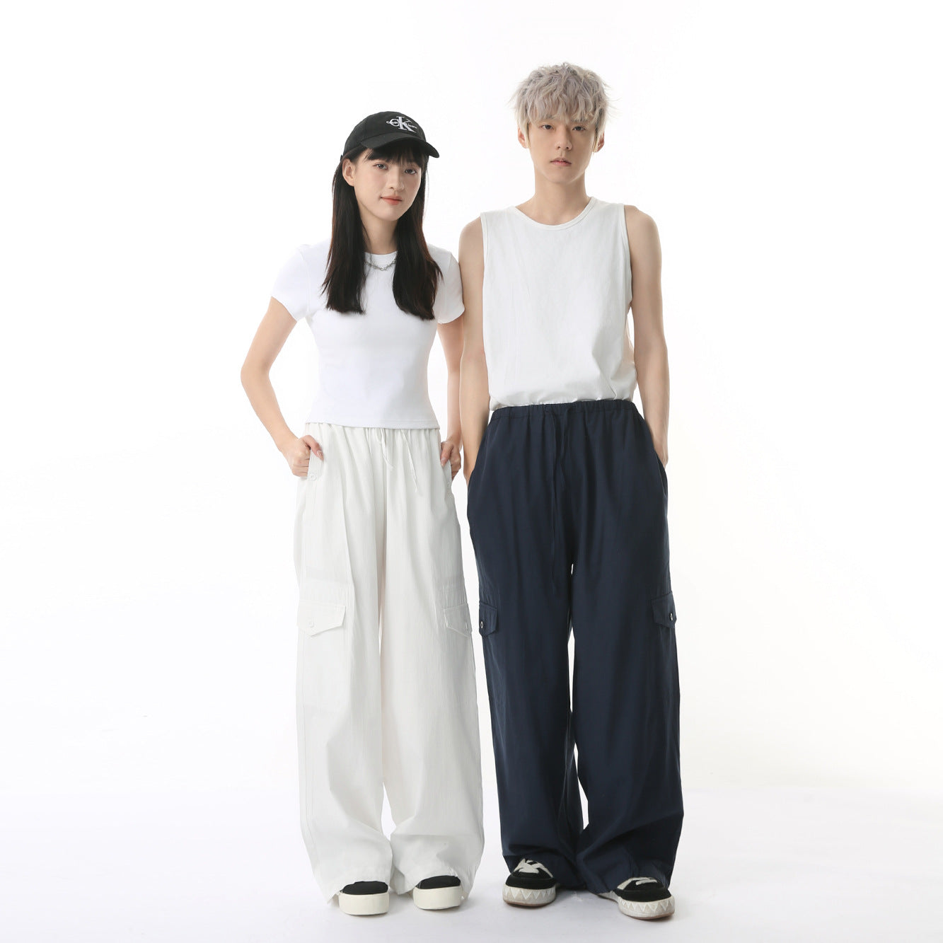 legoeduca男裝|美式垂感复古寬鬆阔腿多口袋工裝休閒長褲男女潮