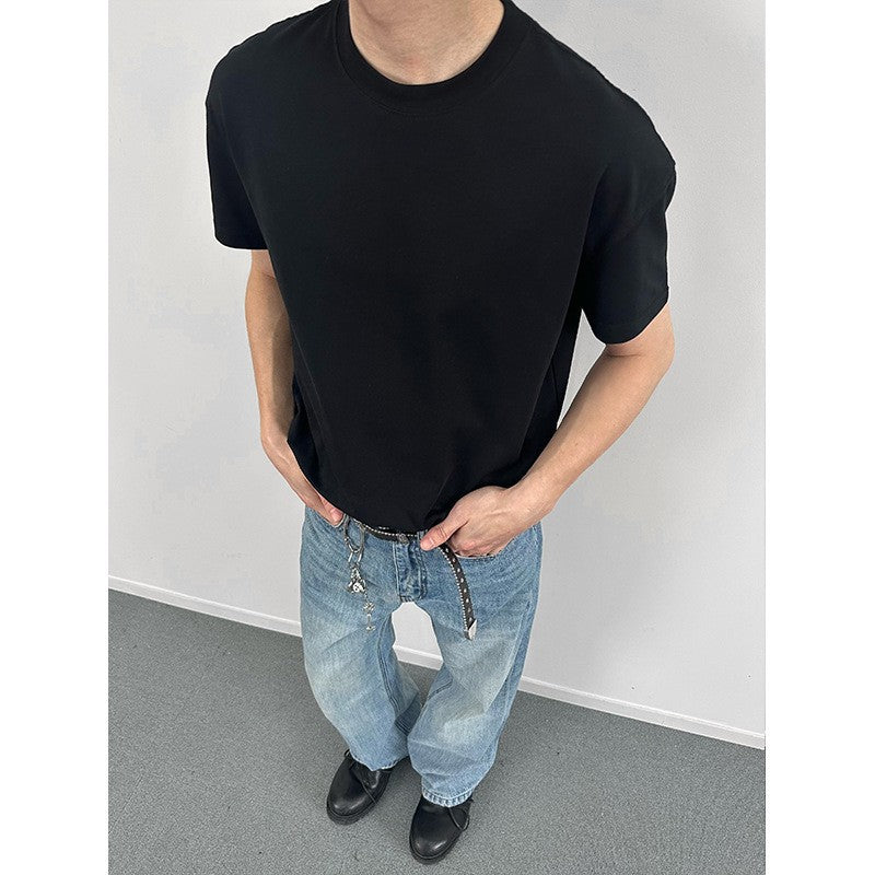 legoeducaEME男装 "索罗娜"云感水光面料夏季纯色抗皱立挺短宽版型正肩t恤